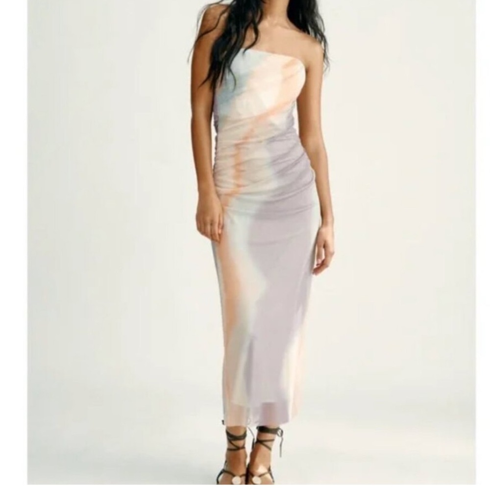 NWOT! Zara printed strapless tulle dress.